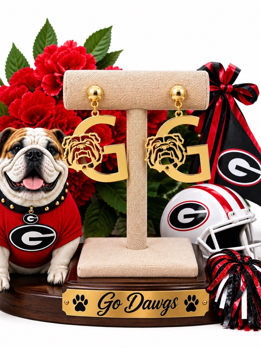 Georgia Bulldogs Gold G Earrings, UGA Bulldog Statement Earrings, University of